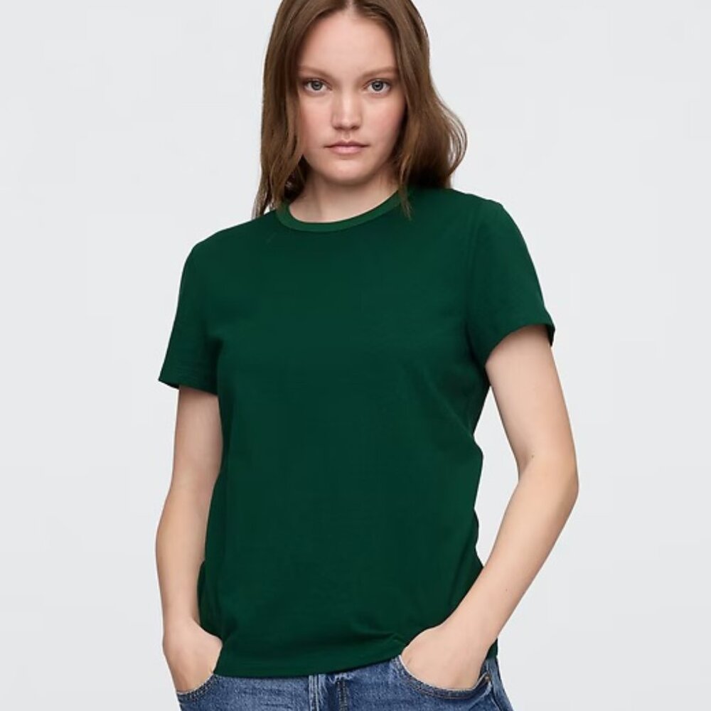 NWT GAP Crewneck T-Shirt Evergreen Glamour Green Short Sleeve Tee Size S Basics - Picture 9 of 12